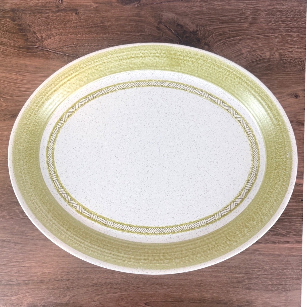 VTG Franciscan Hacienda Green 14" Oval Platter Earthenware Mid Century Modern